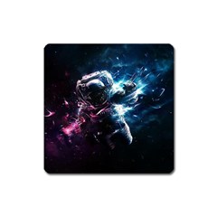 Psychedelic Astronaut Trippy Space Art Square Magnet by Bangk1t