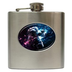 Psychedelic Astronaut Trippy Space Art Hip Flask (6 Oz) by Bangk1t