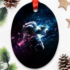 Psychedelic Astronaut Trippy Space Art Oval Ornament (two Sides) by Bangk1t