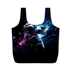 Psychedelic Astronaut Trippy Space Art Full Print Recycle Bag (m) by Bangk1t