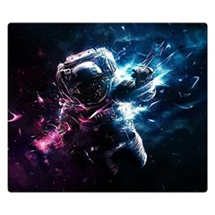 Psychedelic Astronaut Trippy Space Art Two Sides Premium Plush Fleece Blanket (small) by Bangk1t