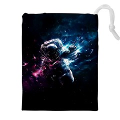 Psychedelic Astronaut Trippy Space Art Drawstring Pouch (4xl) by Bangk1t