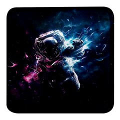 Psychedelic Astronaut Trippy Space Art Square Glass Fridge Magnet (4 Pack) by Bangk1t