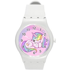 Unicorn Stitch Round Plastic Sport Watch (m) by Bangk1t