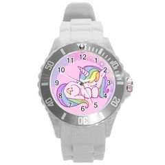 Unicorn Stitch Round Plastic Sport Watch (l) by Bangk1t