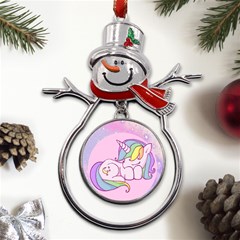 Unicorn Stitch Metal Snowman Ornament