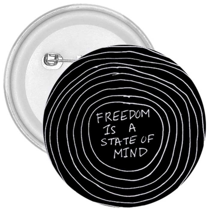 Psychedelic Art Freedom Is A State Of Mind Trippy Quotes 3  Buttons