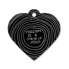 Psychedelic Art Freedom Is A State Of Mind Trippy Quotes Dog Tag Heart (two Sides) by Bangk1t