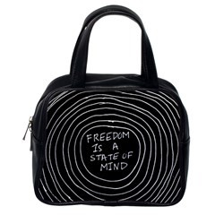 Psychedelic Art Freedom Is A State Of Mind Trippy Quotes Classic Handbag (one Side) by Bangk1t