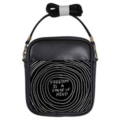 Psychedelic Art Freedom Is A State Of Mind Trippy Quotes Girls Sling Bag by Bangk1t