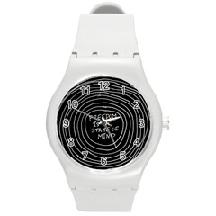 Psychedelic Art Freedom Is A State Of Mind Trippy Quotes Round Plastic Sport Watch (m) by Bangk1t