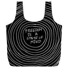 Psychedelic Art Freedom Is A State Of Mind Trippy Quotes Full Print Recycle Bag (xl) by Bangk1t