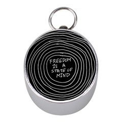 Psychedelic Art Freedom Is A State Of Mind Trippy Quotes Mini Silver Compasses by Bangk1t