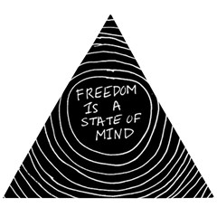 Psychedelic Art Freedom Is A State Of Mind Trippy Quotes Wooden Puzzle Triangle by Bangk1t