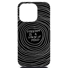 Psychedelic Art Freedom Is A State Of Mind Trippy Quotes Iphone 14 Pro Black Uv Print Case by Bangk1t