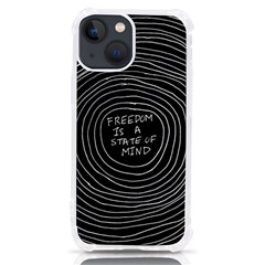 Psychedelic Art Freedom Is A State Of Mind Trippy Quotes Iphone 13 Mini Tpu Uv Print Case by Bangk1t