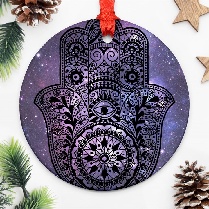 Hamsa Hand Ornament (Round)