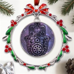 Hamsa Hand Metal X mas Wreath Ribbon Ornament