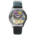 Vintage Trippy Aesthetic Psychedelic 70s Aesthetic Round Metal Watch Front