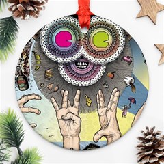 Vintage Trippy Aesthetic Psychedelic 70s Aesthetic Ornament (Round)