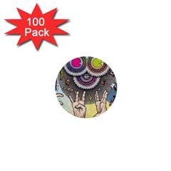 Vintage Trippy Aesthetic Psychedelic 70s Aesthetic 1  Mini Buttons (100 Pack)  by Bangk1t