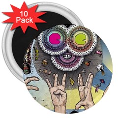 Vintage Trippy Aesthetic Psychedelic 70s Aesthetic 3  Magnets (10 pack) 