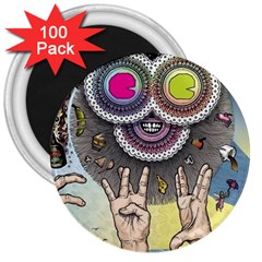 Vintage Trippy Aesthetic Psychedelic 70s Aesthetic 3  Magnets (100 pack)