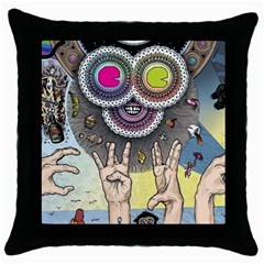 Vintage Trippy Aesthetic Psychedelic 70s Aesthetic Throw Pillow Case (Black)