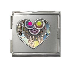 Vintage Trippy Aesthetic Psychedelic 70s Aesthetic Mega Link Heart Italian Charm (18mm) by Bangk1t