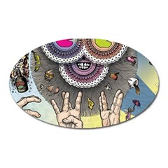 Vintage Trippy Aesthetic Psychedelic 70s Aesthetic Oval Magnet