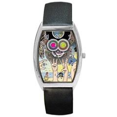 Vintage Trippy Aesthetic Psychedelic 70s Aesthetic Barrel Style Metal Watch