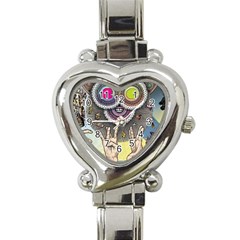 Vintage Trippy Aesthetic Psychedelic 70s Aesthetic Heart Italian Charm Watch