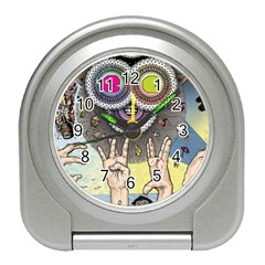 Vintage Trippy Aesthetic Psychedelic 70s Aesthetic Travel Alarm Clock