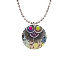 Vintage Trippy Aesthetic Psychedelic 70s Aesthetic 1  Button Necklace