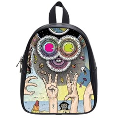 Vintage Trippy Aesthetic Psychedelic 70s Aesthetic School Bag (Small)