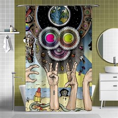 Vintage Trippy Aesthetic Psychedelic 70s Aesthetic Shower Curtain 48  x 72  (Small) 