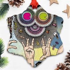 Vintage Trippy Aesthetic Psychedelic 70s Aesthetic Snowflake Ornament (Two Sides)