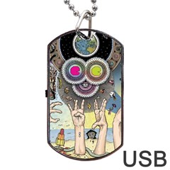 Vintage Trippy Aesthetic Psychedelic 70s Aesthetic Dog Tag USB Flash (One Side)