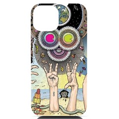 Vintage Trippy Aesthetic Psychedelic 70s Aesthetic Iphone 14 Black Uv Print Case by Bangk1t