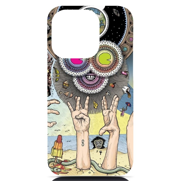 Vintage Trippy Aesthetic Psychedelic 70s Aesthetic iPhone 14 Pro Black UV Print Case