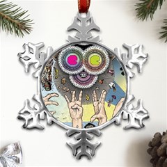 Vintage Trippy Aesthetic Psychedelic 70s Aesthetic Metal Small Snowflake Ornament