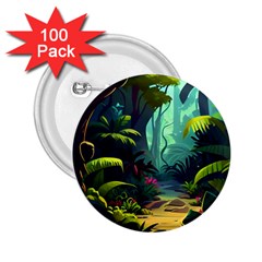 Rainforest Jungle Cartoon Animation Background 2 25  Buttons (100 Pack)  by Ndabl3x