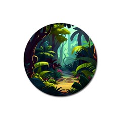 Rainforest Jungle Cartoon Animation Background Magnet 3  (round) by Ndabl3x