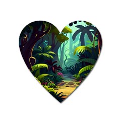 Rainforest Jungle Cartoon Animation Background Heart Magnet by Ndabl3x