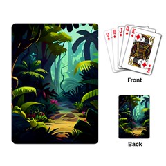 Rainforest Jungle Cartoon Animation Background Playing Cards Single Design (rectangle) by Ndabl3x