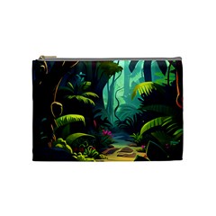 Rainforest Jungle Cartoon Animation Background Cosmetic Bag (medium)