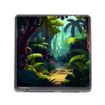 Rainforest Jungle Cartoon Animation Background Memory Card Reader (Square 5 Slot) Front