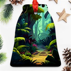 Rainforest Jungle Cartoon Animation Background Bell Ornament (two Sides) by Ndabl3x