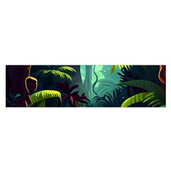 Rainforest Jungle Cartoon Animation Background Oblong Satin Scarf (16  X 60 ) by Ndabl3x