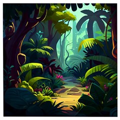 Rainforest Jungle Cartoon Animation Background Wooden Puzzle Square by Ndabl3x